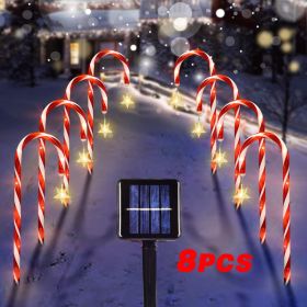 Christmas Solar Candy Cane Lamp Set Of 8 (Option: Christmas Solar Candy Cane Lig)